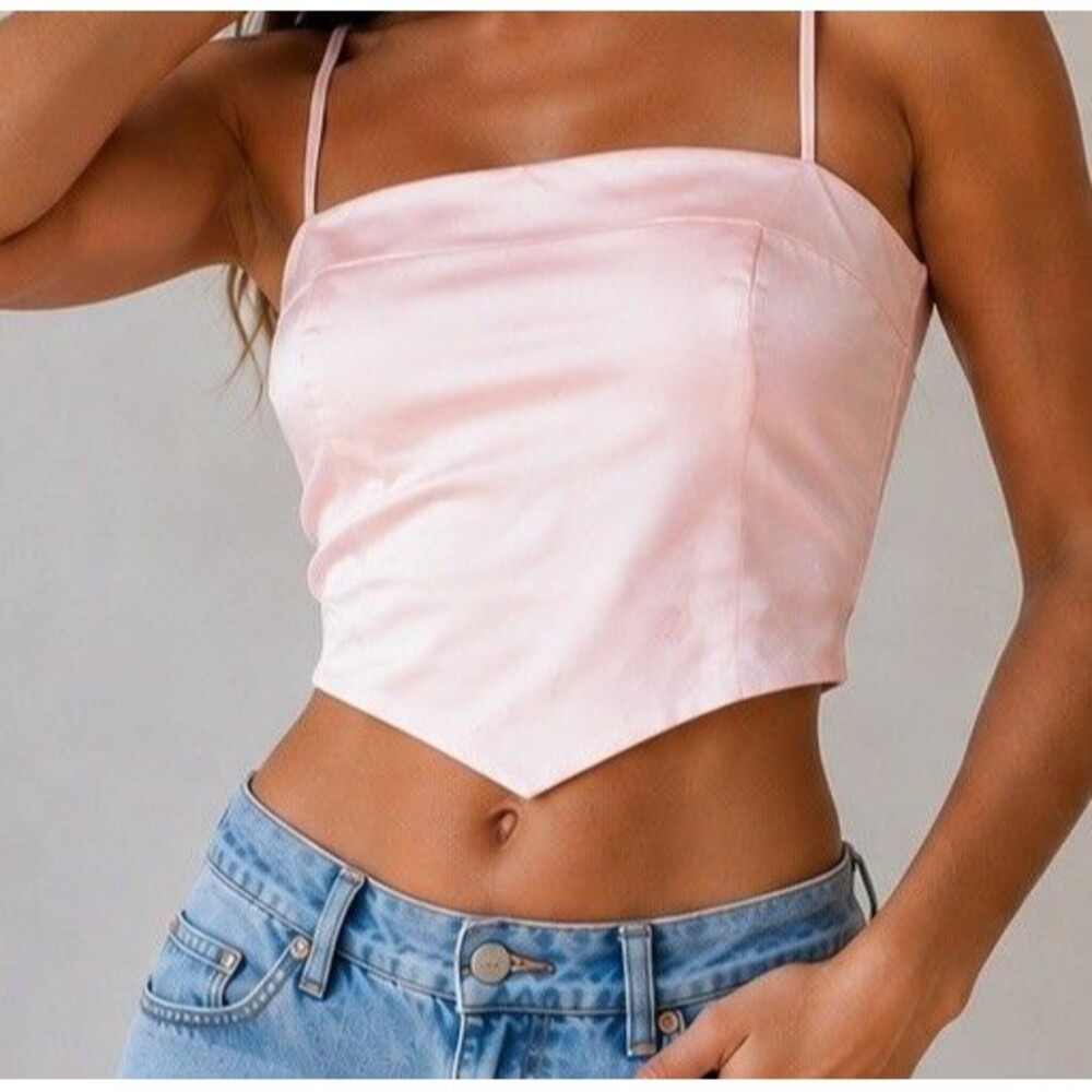 Sunday Best Pink Satin Tie Back Crop Cami Top Coquette Y2K Barbiecore M